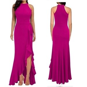 Nwt WOOSEA Women's High Neck Split Bodycon Mermaid Long Dress, Size S
